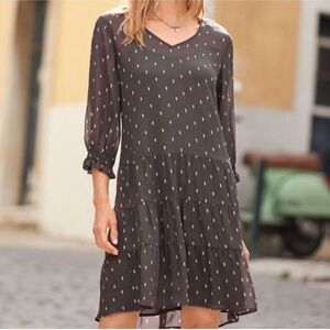 Garnet Hill Silk Tiered Semi Sheer Mini Dress